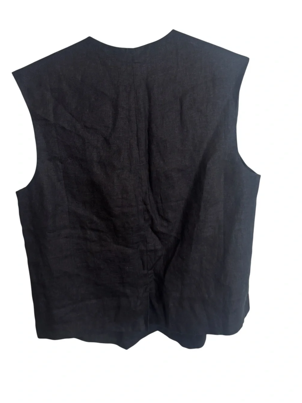Donni Linen Vest in Jet Black small - Picture 3 of 5